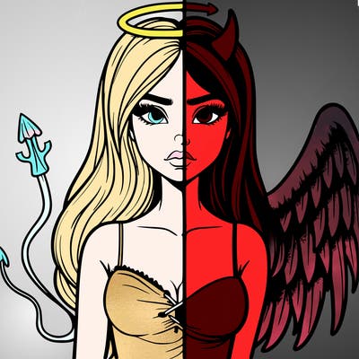 devil vs angel realistic girl