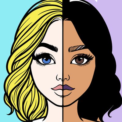 realistic girl split half