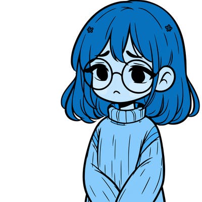 sad girl with glasses in a sweater