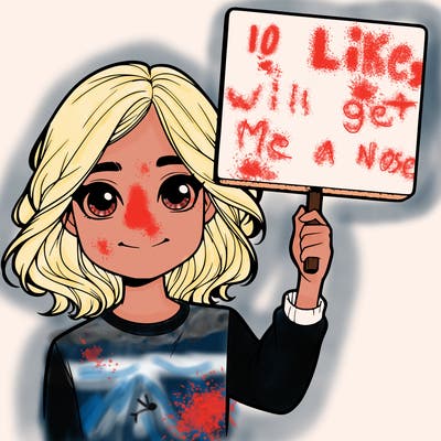 realistic girl holding up a sign