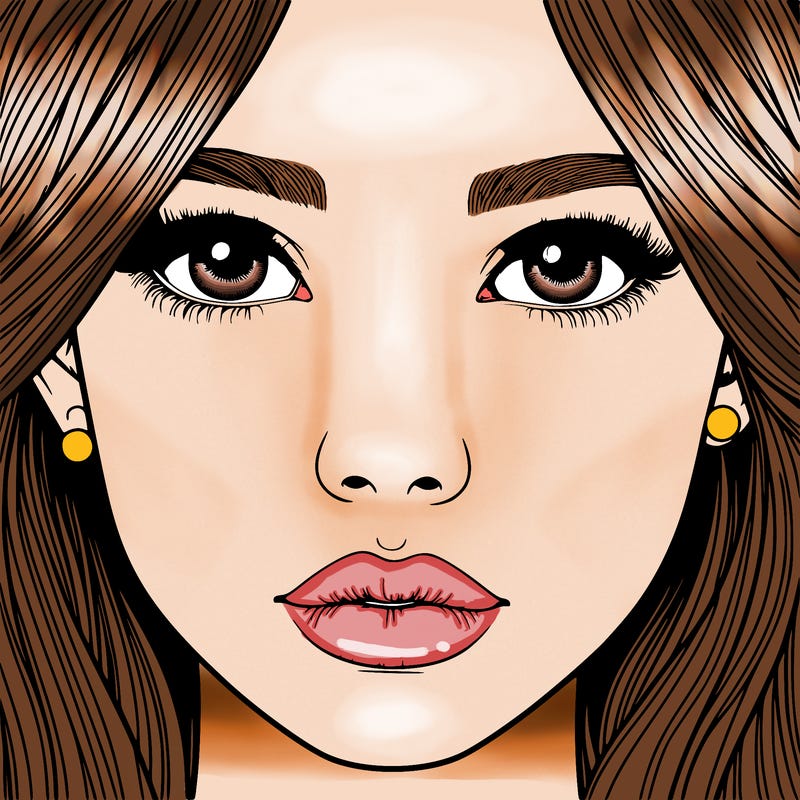 realistic girl with nose and lips