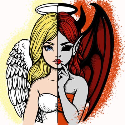 realistic angel half demon