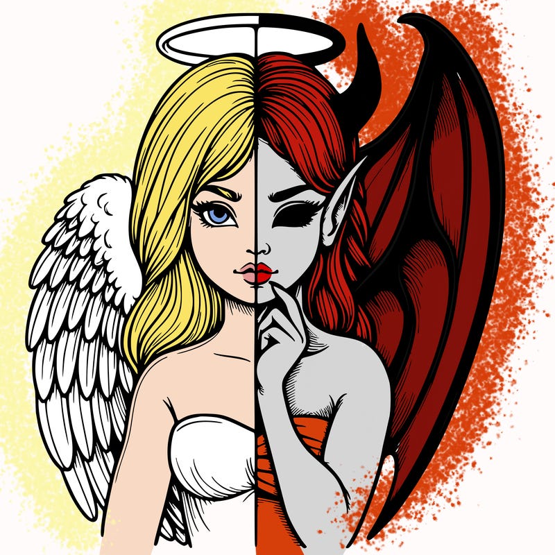 realistic angel half demon