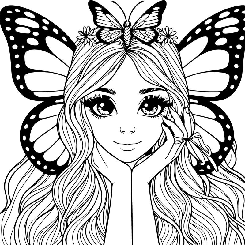 butterfly realistic girl