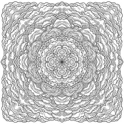 Explore a mesmerizing Altostratus Clouds Mandala coloring page, where intricate cloud formations create a tranquil, symmetrical design. This unique template offers a calming artistic escape for colorists of all skill levels.