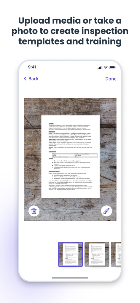 SafetyCulture (iAuditor) - Interfaccia dell'app SafetyCulture per la scansione di documenti cartacei in modelli di ispezione digitali