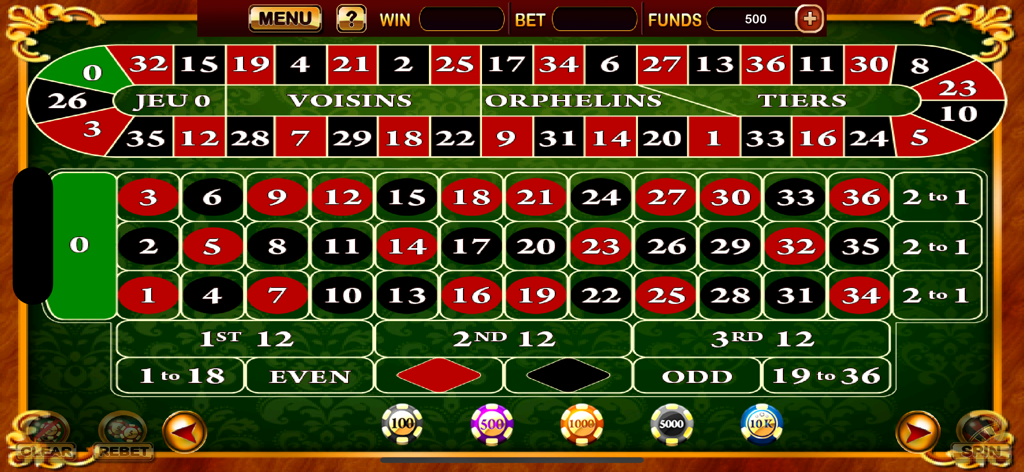 Roulette Fun - Roulette Fun mobile app showing a digital roulette betting table and casino chips