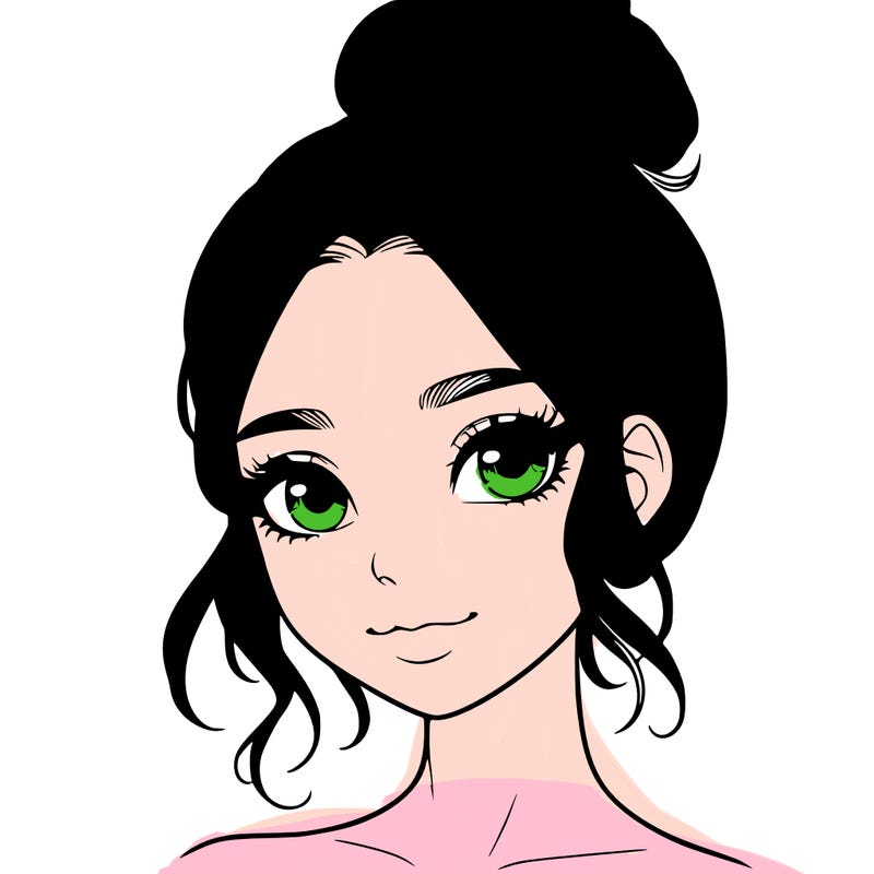 realistic pretty girl with hair in bun