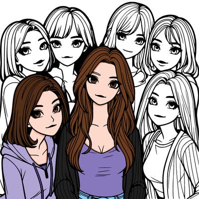 a group of girls realistic