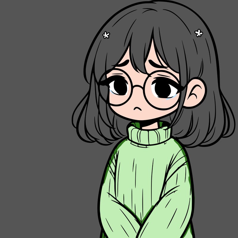 sad girl with glasses in a sweater