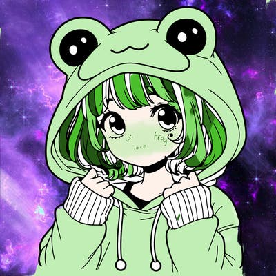 a cute teenage girl wearing a frog hoodie