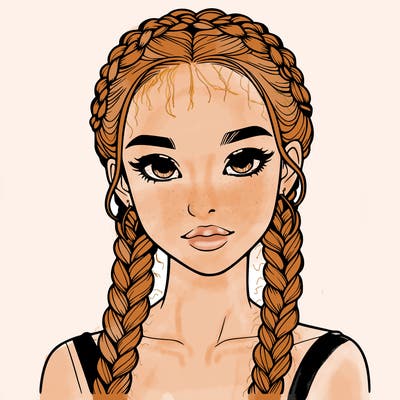 realistic girl with braids