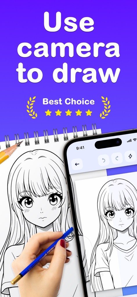 AR Drawing to Sketch & Paint - iPhoneを使って拡張現実で紙のスケッチブックにアニメの絵をトレースしている人物