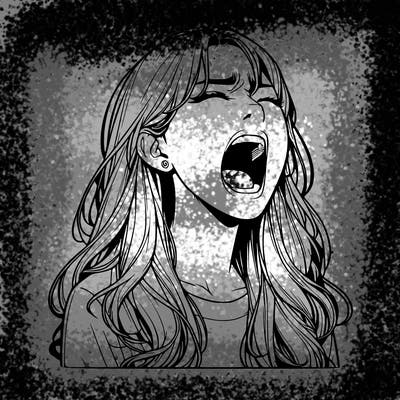 screaming realistic, girl