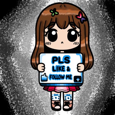 girl holding a sign that says pls like and follow me