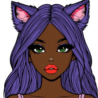 realistic girl with fox ears and realistic lips