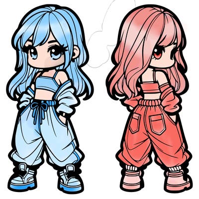 girl in crop top and baggy pants