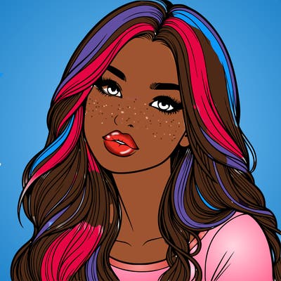 realistic girl with hair on her hair and lips