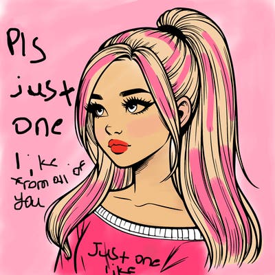 realistic girl with a high ponytail