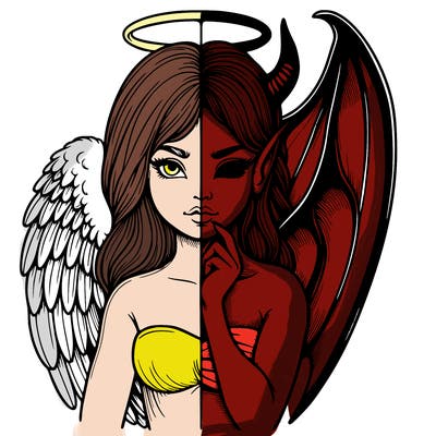 realistic angel half demon