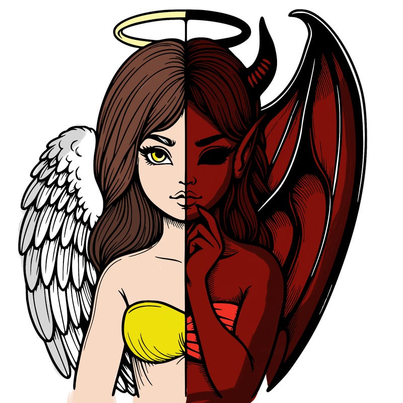 realistic angel half demon