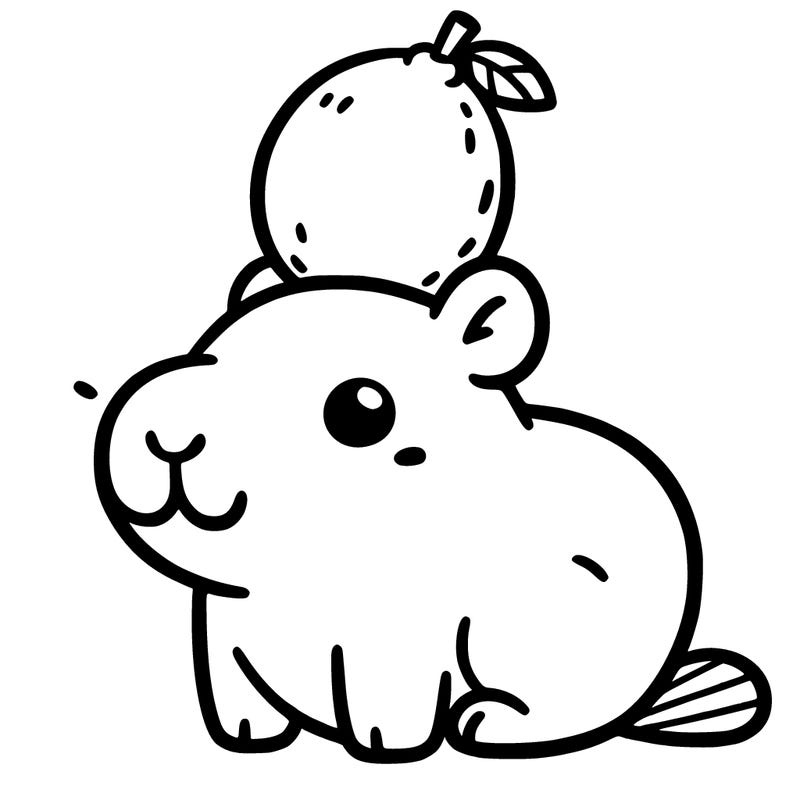 cute capybara with lemon on its head carton