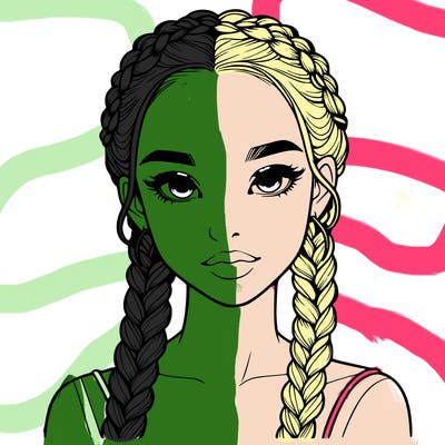 realistic girl with braids