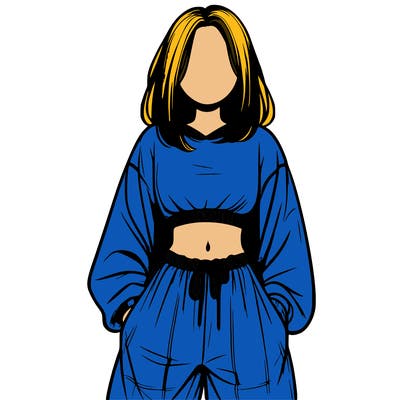 realistic girl faceless with baggy pants and a crop top