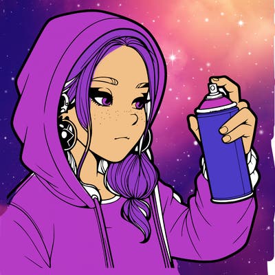 a realistic girl, spray painting