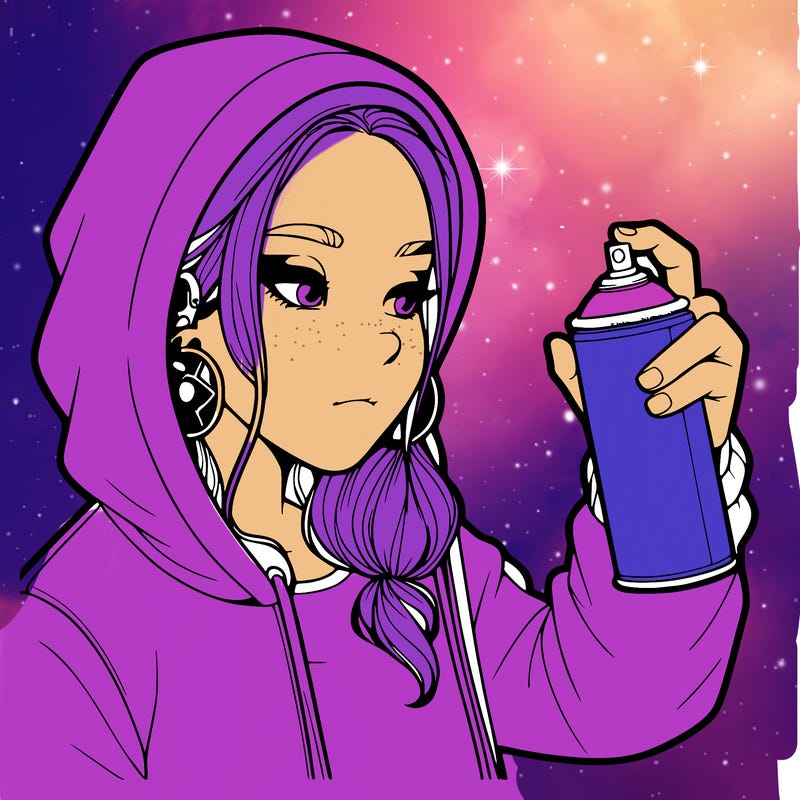 a realistic girl, spray painting