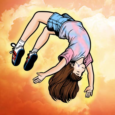 realistic girl doing a backflip