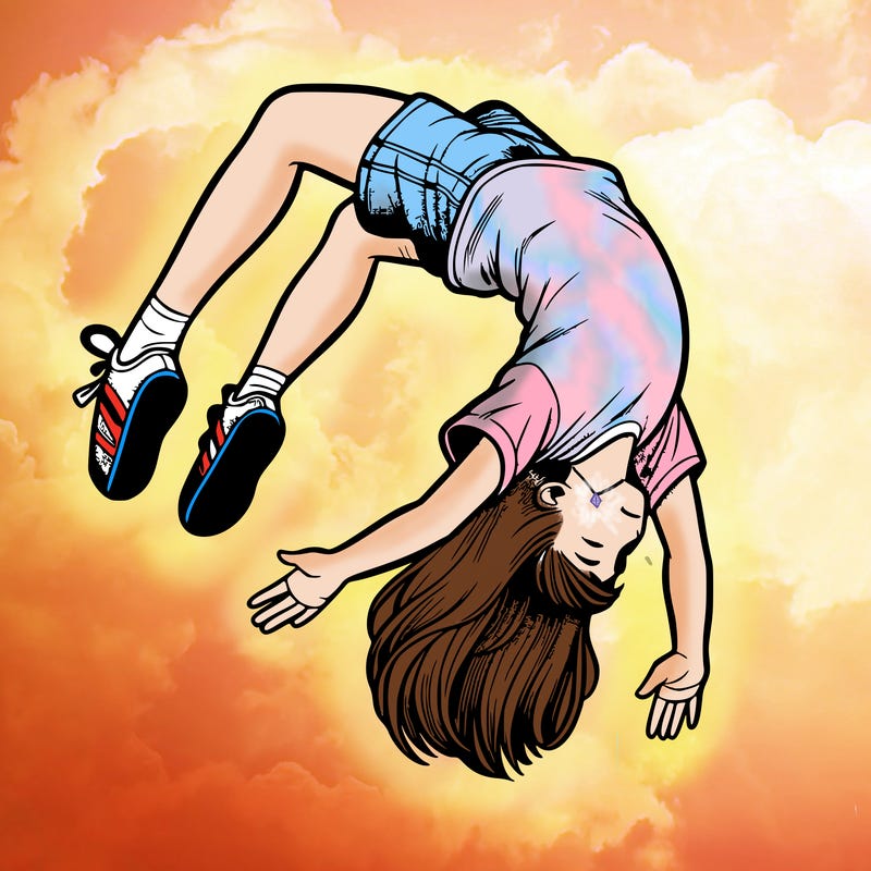 realistic girl doing a backflip
