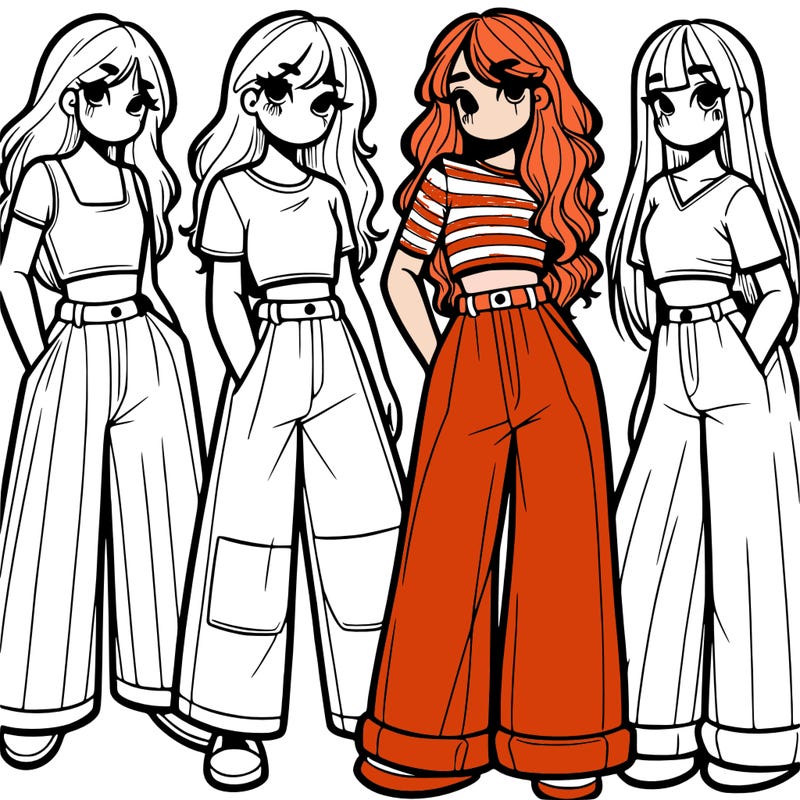 girls with wide pants and a croc top