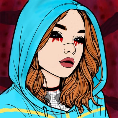 realistic girl with hood on