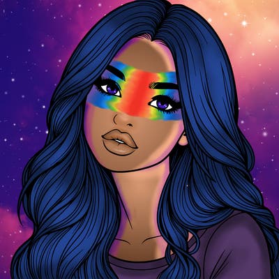 realistic girl with hair on her hair and lips