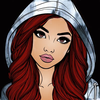 realistic beautiful girl with a hood on