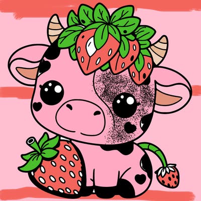cute strawberry cow