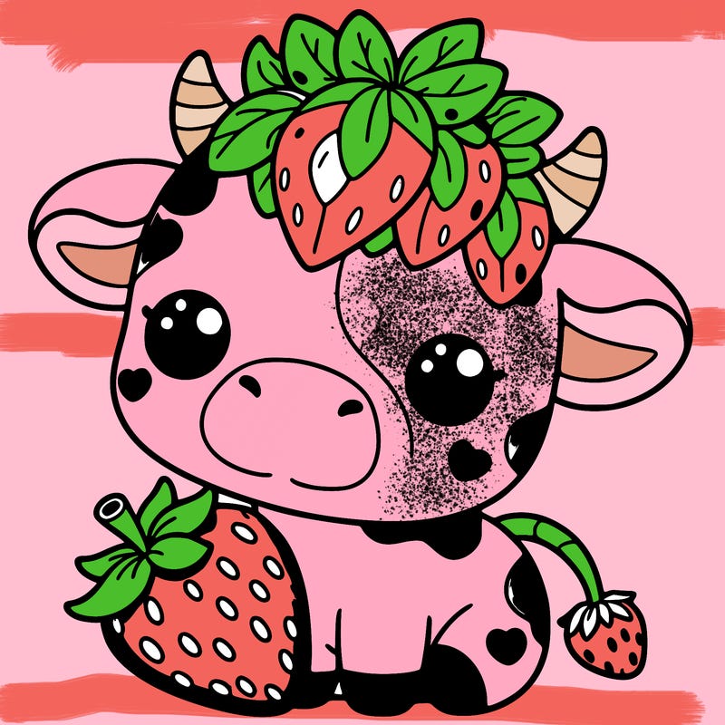 cute strawberry cow