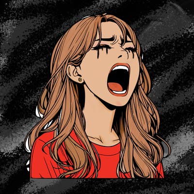 screaming realistic, girl