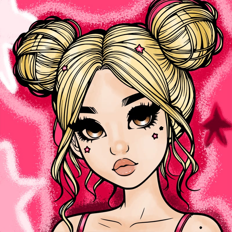 realistic girl with space buns