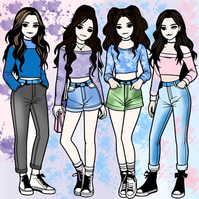 realistic four teenage girls