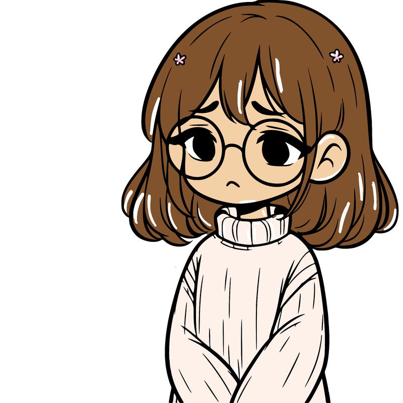 sad girl with glasses in a sweater
