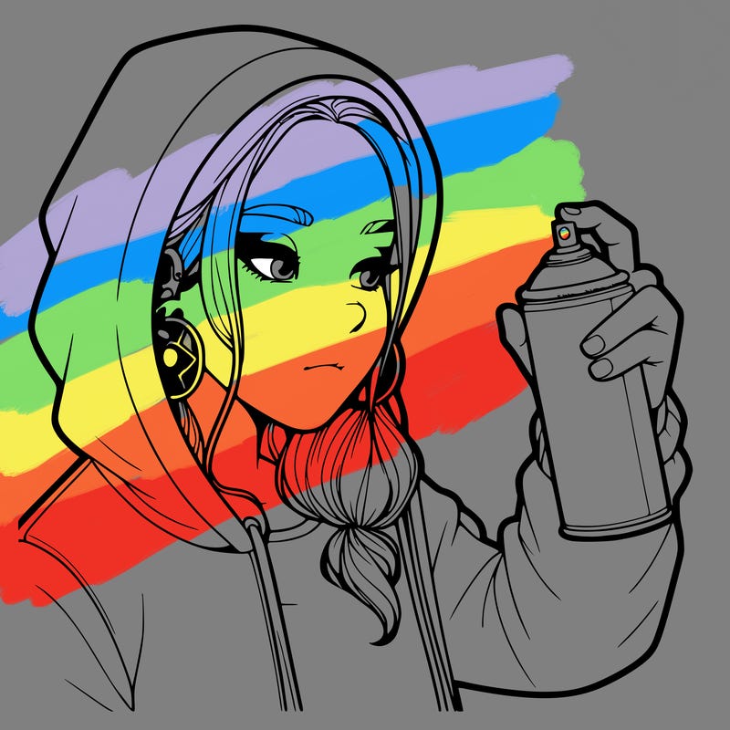 a realistic girl, spray painting