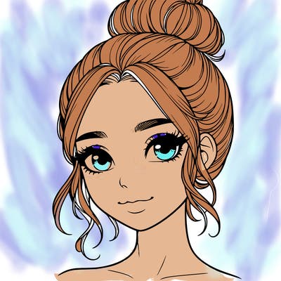 realistic pretty girl with hair in bun