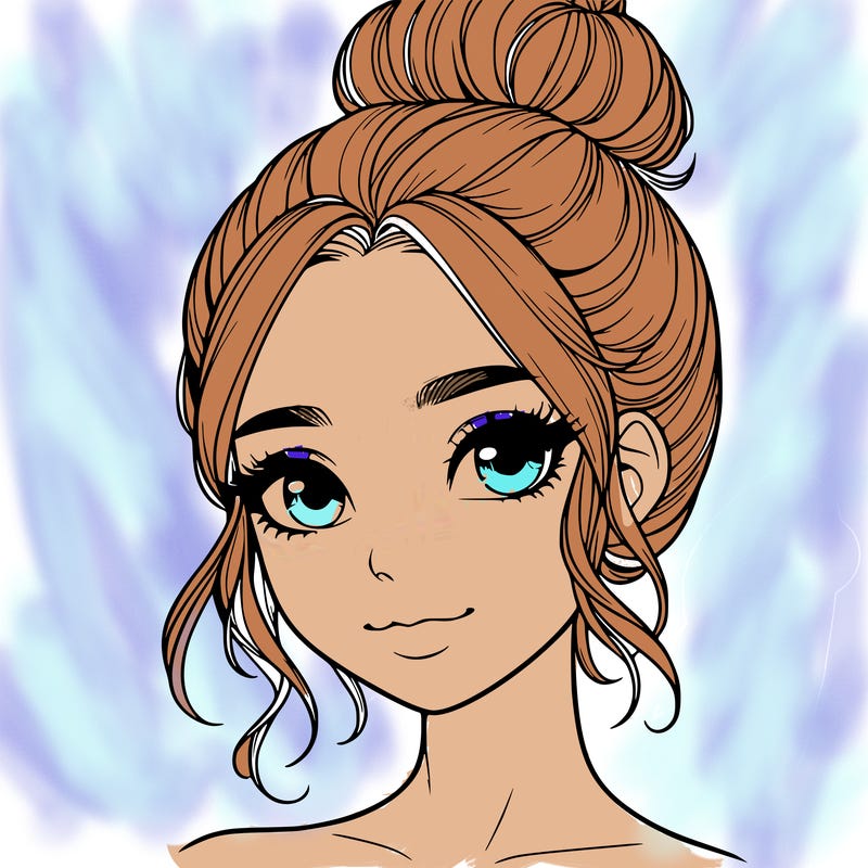 realistic pretty girl with hair in bun