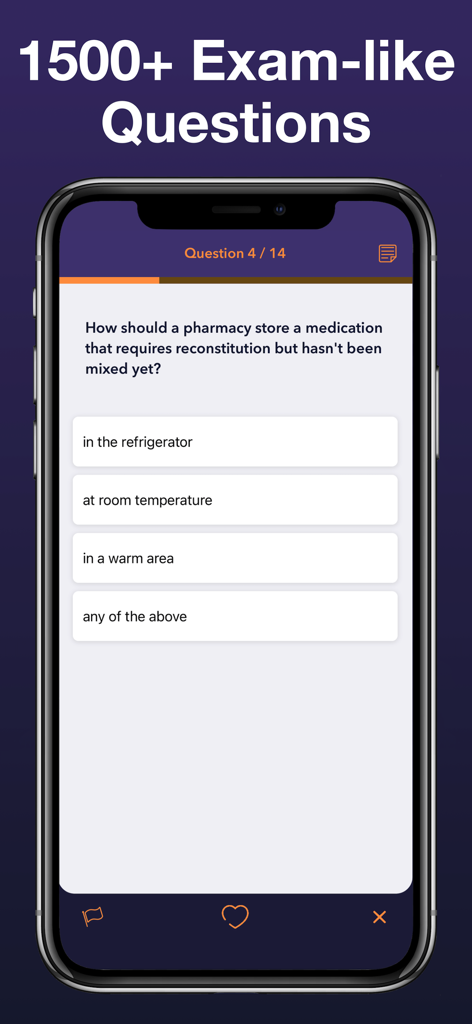 PTCB & PTCE Test Prep 2026 - Mobile screen showing a pharmacy technician exam practice question about medication storage
