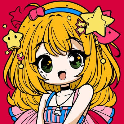 cute anime girl with star accessories