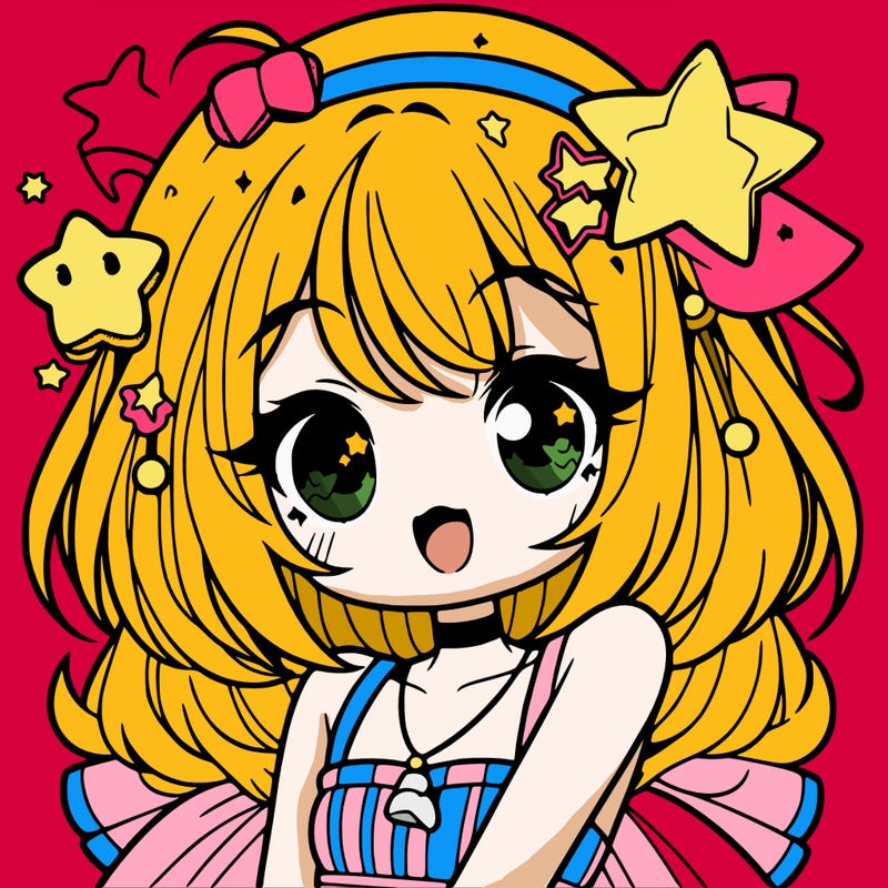 cute anime girl with star accessories