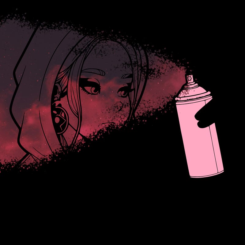 a realistic girl, spray painting