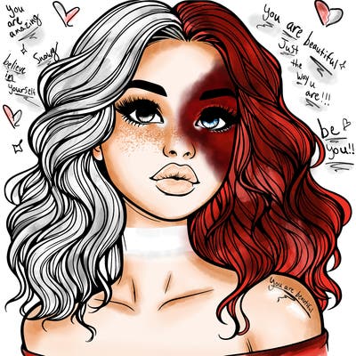 realistic girl with wavy hair and lips